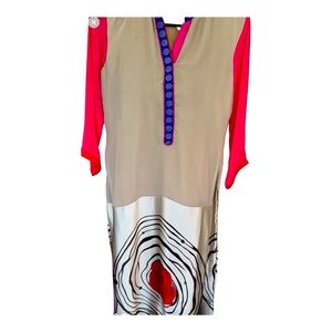 Elegant Beige and Pink Women's Top/ long kurti